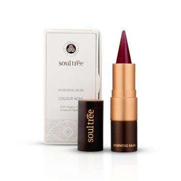 SoulTree Ayurvedic Kajal | Purple Haze Kajal 008 | Pink Shade | Enriched with 100% Organic Ghee, Almond Oil & Camphor | Soothe, Cool & Nourish Eyes | 3gm